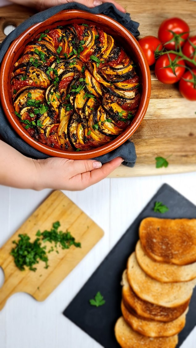 Traditional ratatouille to be served as a side dish or a main.